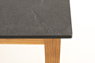 "Канны" журнальный столик из HPL 90х60, H40, основание дуб, цвет столешницы "серый гранит"