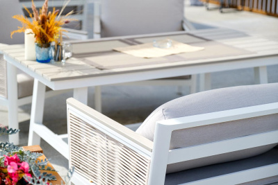 "Сан Ремо" стол обеденный из ДПК, каркас алюминиевый