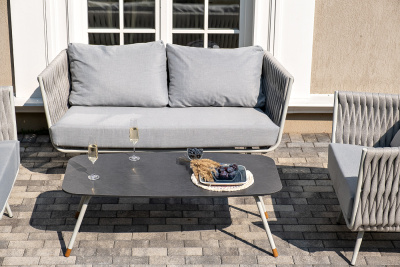 "Верона" журнальный стол из HPL 120х65, H40, каркас светло-серый (RAL 7035) муар, цвет столешницы "серый гранит"